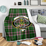 Scotstee Shop Tartan Plaid Blanket Gray Hunting Clan Crest Badge Scottish Tartan Plaid Sherpa Blanket