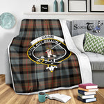Scotstee Shop Tartan Plaid Blanket Gunn Weathered Clan Crest Badge Scottish Tartan Plaid Sherpa Blanket