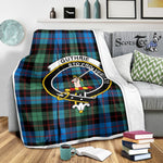 Scotstee Shop Tartan Plaid Blanket Guthrie Ancient Clan Crest Badge Scottish Tartan Plaid Sherpa Blanket