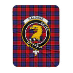 Scotstee Shop Tartan Plaid Blanket Haldane Clan Crest Badge Scottish Tartan Plaid Sherpa Blanket