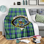 Scotstee Shop Tartan Plaid Blanket Haliburton Clan Crest Badge Scottish Tartan Plaid Sherpa Blanket