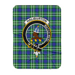 Scotstee Shop Tartan Plaid Blanket Haliburton Clan Crest Badge Scottish Tartan Plaid Sherpa Blanket