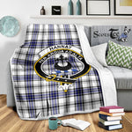 Scotstee Shop Tartan Plaid Blanket Hannay Grey Clan Crest Badge Scottish Tartan Plaid Sherpa Blanket