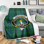 Scotstee Shop Tartan Plaid Blanket Henderson Ancient Clan Crest Badge Scottish Tartan Plaid Sherpa Blanket