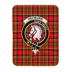 Scotstee Shop Tartan Plaid Blanket Hepburn Clan Crest Badge Scottish Tartan Plaid Sherpa Blanket