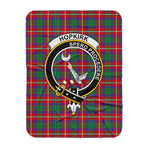 Scotstee Shop Tartan Plaid Blanket Hopkirk Clan Crest Badge Scottish Tartan Plaid Sherpa Blanket