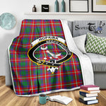 Scotstee Shop Tartan Plaid Blanket Hopkirk Clan Crest Badge Scottish Tartan Plaid Sherpa Blanket