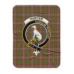 Scotstee Shop Tartan Plaid Blanket Hunter 1819 Clan Crest Badge Scottish Tartan Plaid Sherpa Blanket