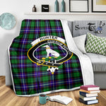 Scotstee Shop Tartan Plaid Blanket Hunter Clan Crest Badge Scottish Tartan Plaid Sherpa Blanket