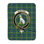 Scotstee Shop Tartan Plaid Blanket Hunter Of Hunterston Clan Crest Badge Scottish Tartan Plaid Sherpa Blanket
