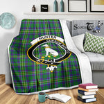 Scotstee Shop Tartan Plaid Blanket Hunter Of Hunterston Clan Crest Badge Scottish Tartan Plaid Sherpa Blanket