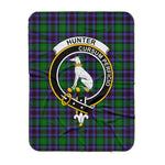 Scotstee Shop Tartan Plaid Blanket Hunter Of Peeblesshire Clan Crest Badge Scottish Tartan Plaid Sherpa Blanket