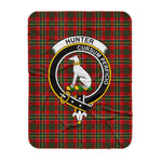 Scotstee Shop Tartan Plaid Blanket Hunter USA Clan Crest Badge Scottish Tartan Plaid Sherpa Blanket