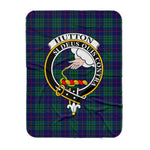 Scotstee Shop Tartan Plaid Blanket Hutton Clan Crest Badge Scottish Tartan Plaid Sherpa Blanket