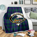 Scotstee Shop Tartan Plaid Blanket Hutton Clan Crest Badge Scottish Tartan Plaid Sherpa Blanket