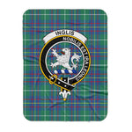 Scotstee Shop Tartan Plaid Blanket Inglis Ancient Clan Crest Badge Scottish Tartan Plaid Sherpa Blanket