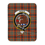 Scotstee Shop Tartan Plaid Blanket Innes Ancient Clan Crest Badge Scottish Tartan Plaid Sherpa Blanket