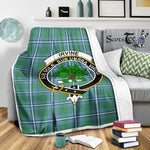 Scotstee Shop Tartan Plaid Blanket Irvine Clan Crest Badge Scottish Tartan Plaid Sherpa Blanket