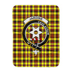 Scotstee Shop Tartan Plaid Blanket Jardine Yellow Clan Crest Badge Scottish Tartan Plaid Sherpa Blanket