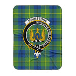 Scotstee Shop Tartan Plaid Blanket Johnston Ancient Clan Crest Badge Scottish Tartan Plaid Sherpa Blanket