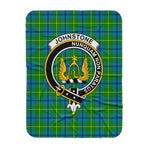 Scotstee Shop Tartan Plaid Blanket Johnston Clan Crest Badge Scottish Tartan Plaid Sherpa Blanket