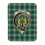 Scotstee Shop Tartan Plaid Blanket Johnston Dress Clan Crest Badge Scottish Tartan Plaid Sherpa Blanket