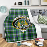 Scotstee Shop Tartan Plaid Blanket Johnston Dress Clan Crest Badge Scottish Tartan Plaid Sherpa Blanket