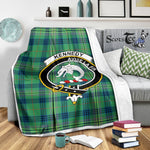 Scotstee Shop Tartan Plaid Blanket Kennedy Ancient Clan Crest Badge Scottish Tartan Plaid Sherpa Blanket