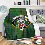 Scotstee Shop Tartan Plaid Blanket Kennedy Clan Crest Badge Scottish Tartan Plaid Sherpa Blanket