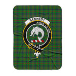 Scotstee Shop Tartan Plaid Blanket Kennedy Clan Crest Badge Scottish Tartan Plaid Sherpa Blanket