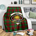 Scotstee Shop Tartan Plaid Blanket Kerr Clan Crest Badge Scottish Tartan Plaid Sherpa Blanket
