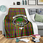 Scotstee Shop Tartan Plaid Blanket Kinninmont Clan Crest Badge Scottish Tartan Plaid Sherpa Blanket