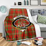 Scotstee Shop Tartan Plaid Blanket Langlands Clan Crest Badge Scottish Tartan Plaid Sherpa Blanket