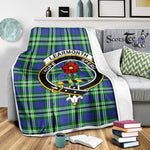 Scotstee Shop Tartan Plaid Blanket Learmonth Clan Crest Badge Scottish Tartan Plaid Sherpa Blanket