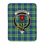 Scotstee Shop Tartan Plaid Blanket Learmonth Clan Crest Badge Scottish Tartan Plaid Sherpa Blanket