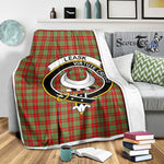 Scotstee Shop Tartan Plaid Blanket Leask Modern Clan Crest Badge Scottish Tartan Plaid Sherpa Blanket