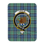 Scotstee Shop Tartan Plaid Blanket Leslie Hunting Ancient Clan Crest Badge Scottish Tartan Plaid Sherpa Blanket