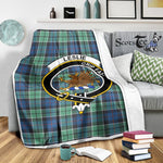 Scotstee Shop Tartan Plaid Blanket Leslie Hunting Ancient Clan Crest Badge Scottish Tartan Plaid Sherpa Blanket