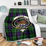 Scotstee Shop Tartan Plaid Blanket Leslie Hunting Clan Crest Badge Scottish Tartan Plaid Sherpa Blanket