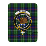 Scotstee Shop Tartan Plaid Blanket Leslie Hunting Clan Crest Badge Scottish Tartan Plaid Sherpa Blanket