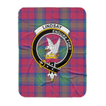 Scotstee Shop Tartan Plaid Blanket Lindsay Ancient Clan Crest Badge Scottish Tartan Plaid Sherpa Blanket
