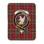 Scotstee Shop Tartan Plaid Blanket Lindsay Weathered Clan Crest Badge Scottish Tartan Plaid Sherpa Blanket