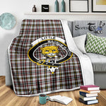 Scotstee Shop Tartan Plaid Blanket Little Arisaid Clan Crest Badge Scottish Tartan Plaid Sherpa Blanket