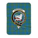 Scotstee Shop Tartan Plaid Blanket Lockhart Ancient Clan Crest Badge Scottish Tartan Plaid Sherpa Blanket