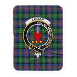 Scotstee Shop Tartan Plaid Blanket Logan Ancient Clan Crest Badge Scottish Tartan Plaid Sherpa Blanket