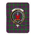 Scotstee Shop Tartan Plaid Blanket Logan Clan Crest Badge Scottish Tartan Plaid Sherpa Blanket