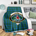 Scotstee Shop Tartan Plaid Blanket Lyon Clan Crest Badge Scottish Tartan Plaid Sherpa Blanket