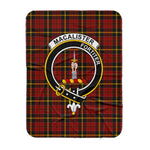 Scotstee Shop Tartan Plaid Blanket MacAlister Of Skye Clan Crest Badge Scottish Tartan Plaid Sherpa Blanket