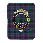 Scotstee Shop Tartan Plaid Blanket MacArthur Of Milton Clan Crest Badge Scottish Tartan Plaid Sherpa Blanket