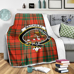 Scotstee Shop Tartan Plaid Blanket MacAulay Ancient Clan Crest Badge Scottish Tartan Plaid Sherpa Blanket